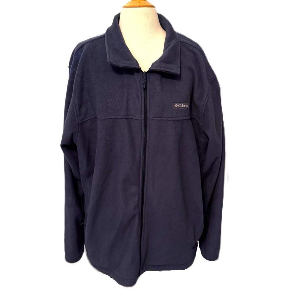 Columbia Mens Blue Fleece Full Zip 2XLT / XXL Tall Zippered Pockets Athletic